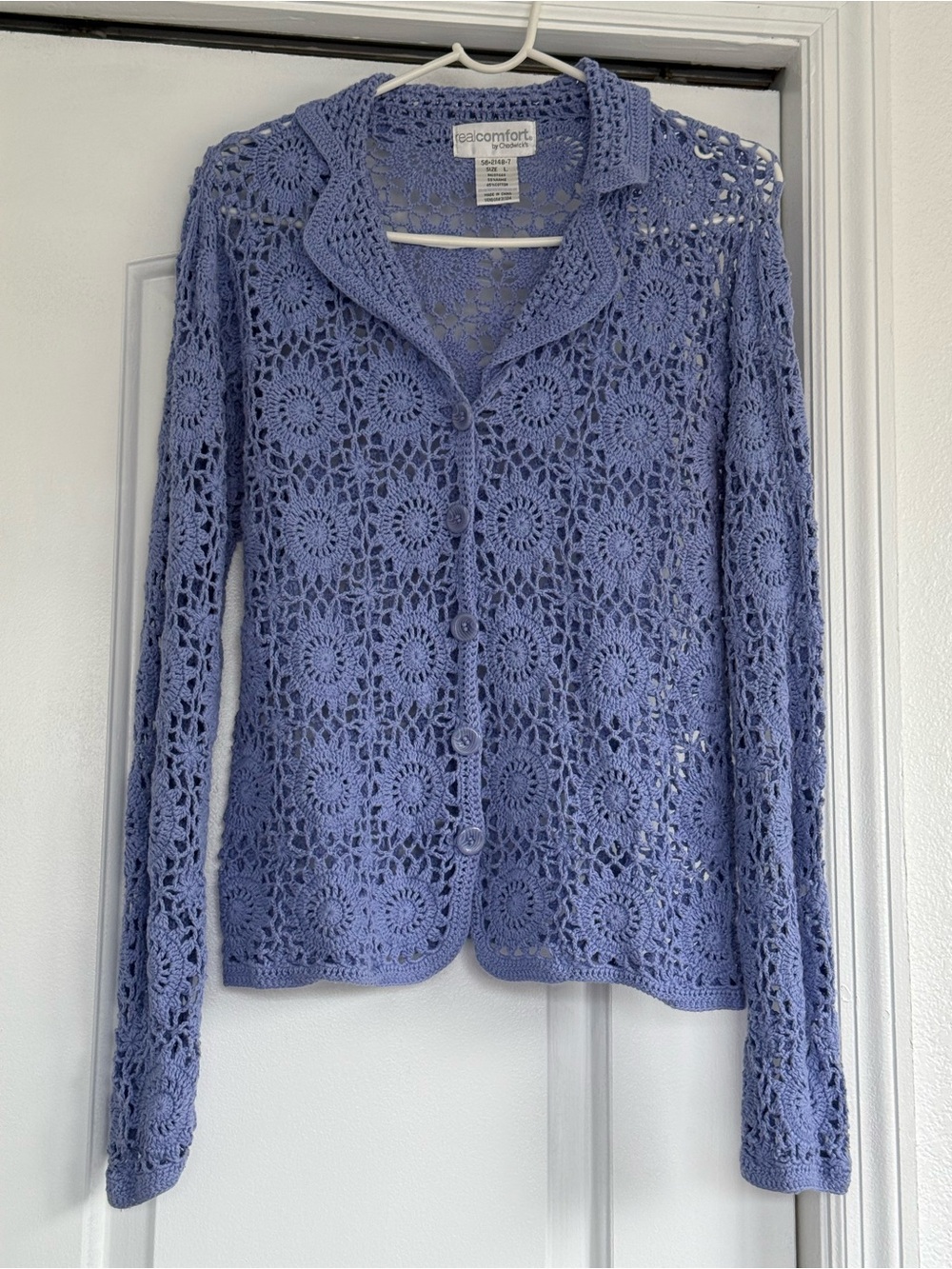 Chadwicks Lavender Crochet Button-Up Cardigan